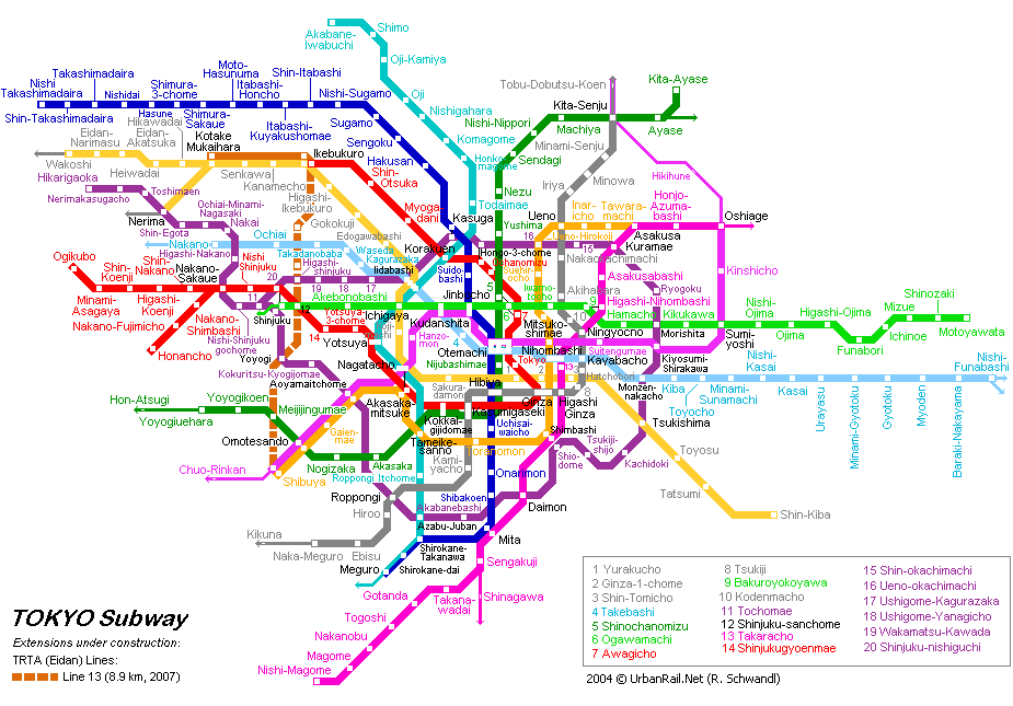 схема метрополитен токио