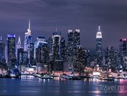 Ночная панорама Манхэттена, вид на Гудзон