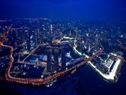 Вид на ночной Сингапур