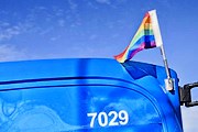 Городские автобусы украшены радужными флажками. // nyheter24.se