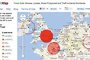 Пользователи отмечают на карте места, популярные у карманников. // pickpocketmap.com