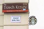 Табличка, запрещающая грустить. // kampaniespoleczne.pl