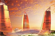 Комплекс Flame Towers, частью которого стал новый отель. // hoteldeluxes.com