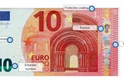 Wall Street Journal отметил места, куда помещена дополнительная защита 10-евровой банкноты.