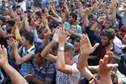 Митинг беженцев на вокзале Келети в Будапеште. // Reuters