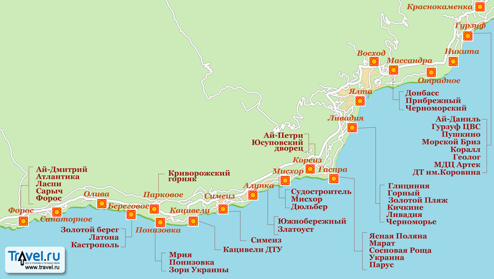 Карта крыма где находится артек