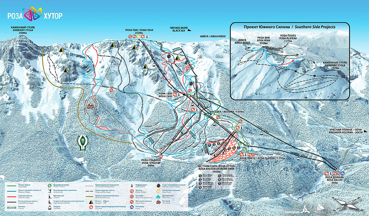 Схема красной поляны сочи